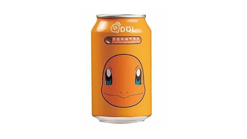 Qdol Pokémon Charmander/Fynx Lychee Flavor Sparkling Water 330ml.