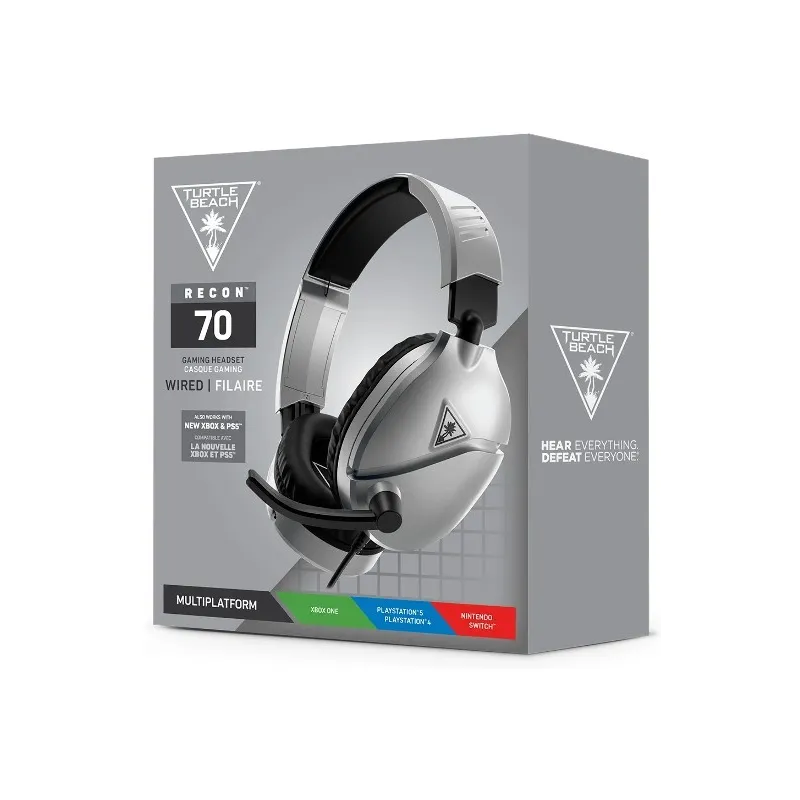 Turtlebeach Gaming Headset Recon70 Wired Silver(PS4/PS5/Xbox/Nintendo Switch) per Xbox per PS4