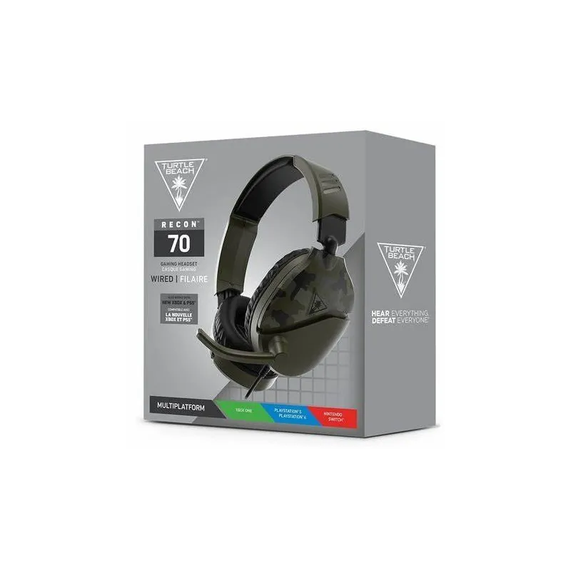 Turtlebeach Gaming Headset Recon70 Wired Green Camo(PS4/PS5/Xbox/Nintendo Switch/ PC) per Xbox per PS4