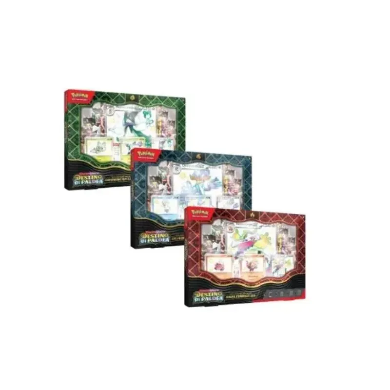 Pokémon Scarlatto e Violetto: "Destino di Paldea" Collezione Premium (Skeledirge-EX/Meowscarada-EX/Quaquaval-EX)(Ed. Ita)