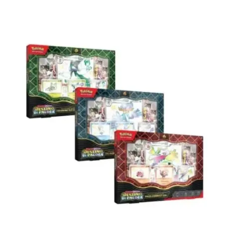 Pokémon Scarlatto e Violetto: "Destino di Paldea" Collezione Premium (Skeledirge-EX/Meowscarada-EX/Quaquaval-EX)(Ed. Ita)