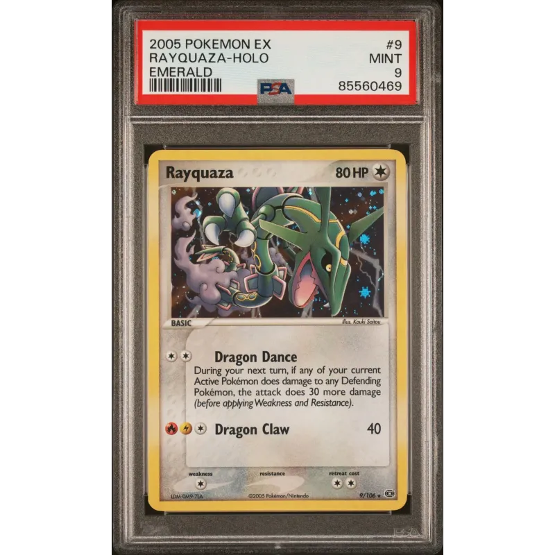 2005 Pokémon EX: 9/106 Rayquaza-HOLO (Emerald) PSA MINT 9