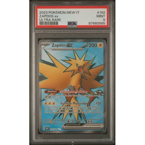 2023 Pokémon MEW IT: 192 Zapdos-EX (Ultra Rare) PSA MINT 9