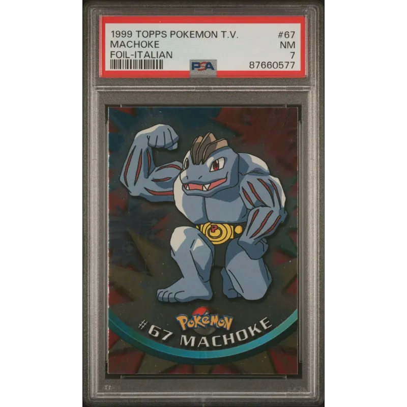 1999 Topps Pokémon T.V.: 67 Machoke (Foil-Italian) PSA NM 7