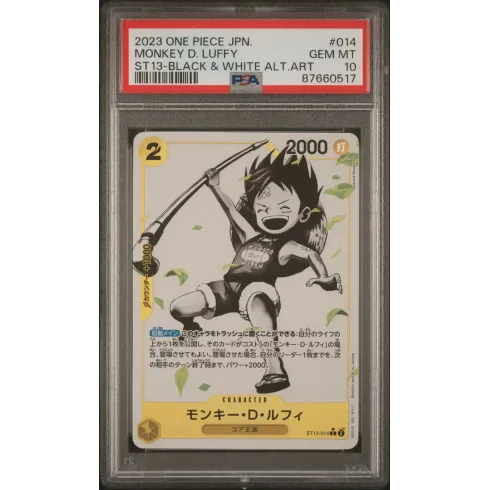 2023 One Piece JPN.: ST13-014 Monkey D. Luffy (ST13- Black & White Alt.Art) PSA GEM MT10