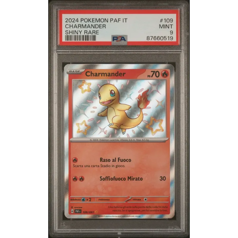 2024 Pokémon PAF IT: 109 Charmander (Shiny Rare) PSA MINT9