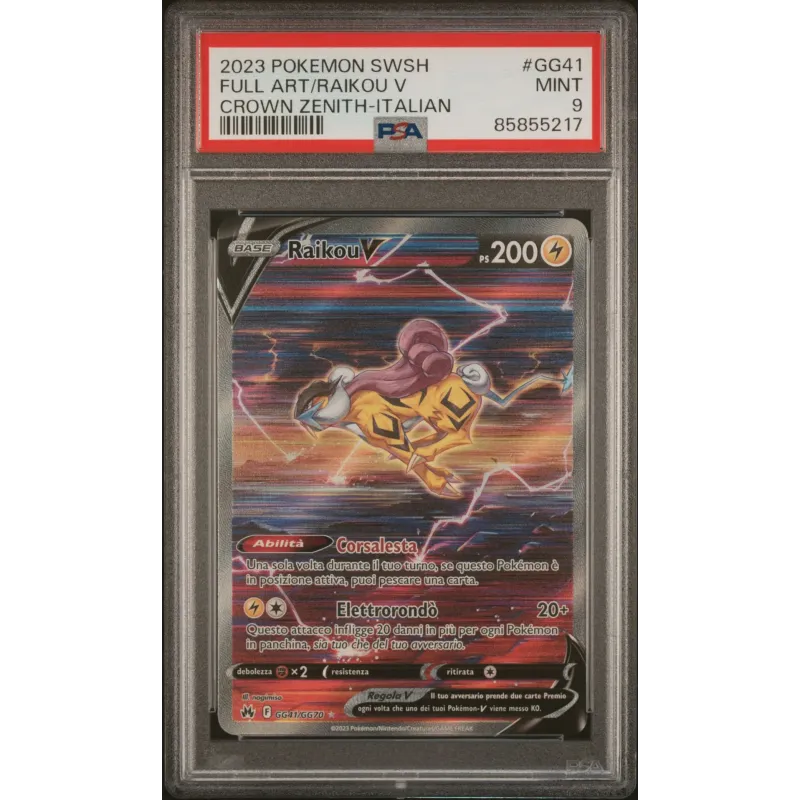 2023 Pokémon SWSH: GG41 Full Art/Raikou V (Crown Zenith-Italian) PSA MINT 9