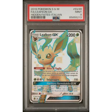 2019 Pokémon Sun & Moon: SV46 FA/Leafeon GX (Hidden Fates-Italian) PSA MINT 9