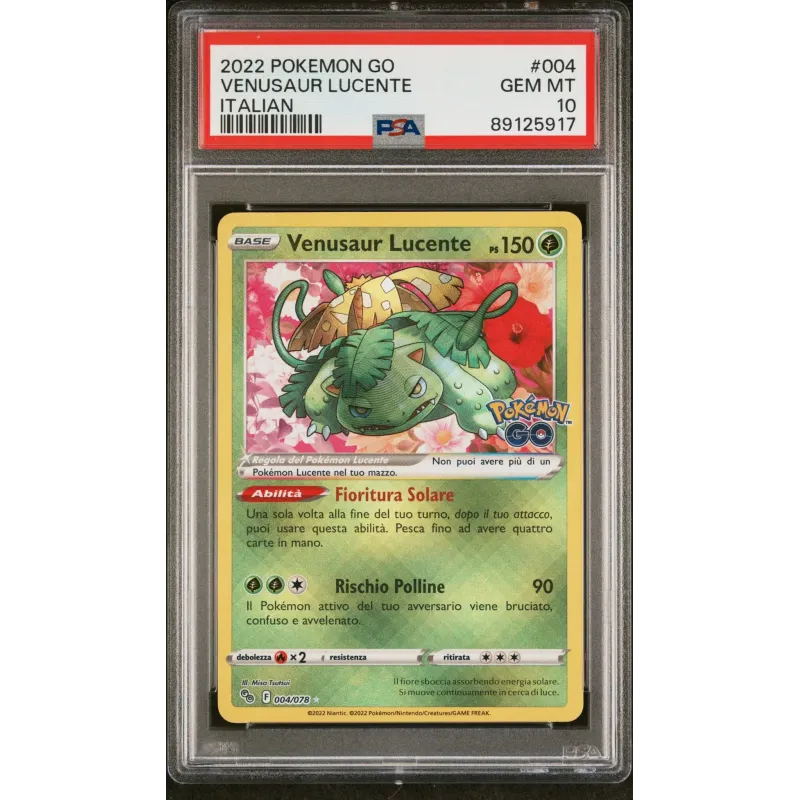 2022 Pokémon GO: 004 Venusaur Lucente (Italian) PSA GEM MT10