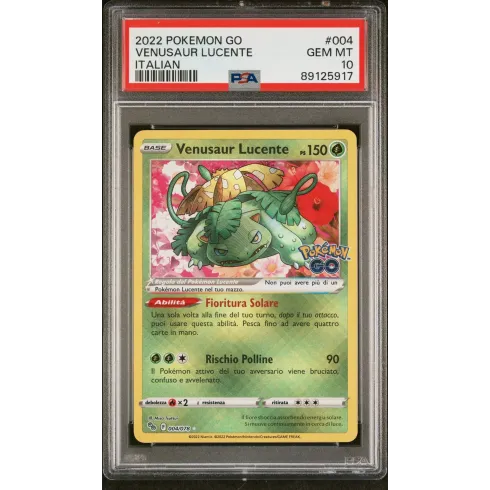 2022 Pokémon GO: 004 Venusaur Lucente (Italian) PSA GEM MT10