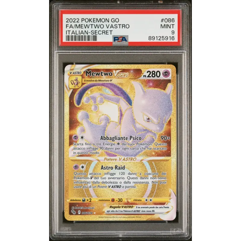 2022 Pokémon GO: 086FA/Mewtwo V Astro (Italian-Secret) PSA MINT 9