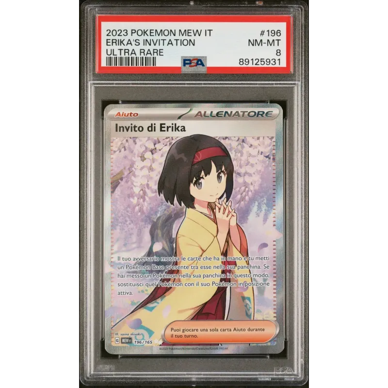 2023 Pokémon MEW IT: 196 Erika's Invitation (Ultra Rare) PSA NM-MT 8