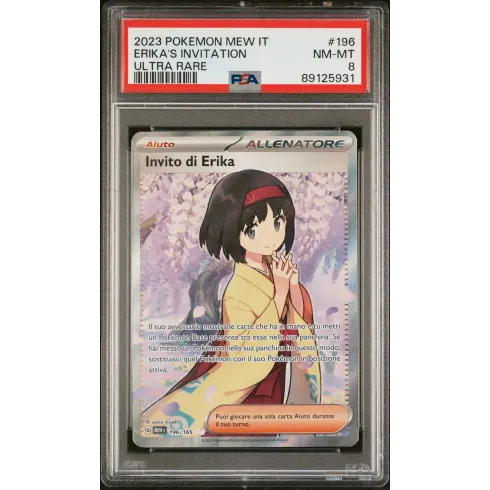 2023 Pokémon MEW IT: 196 Erika's Invitation (Ultra Rare) PSA NM-MT 8