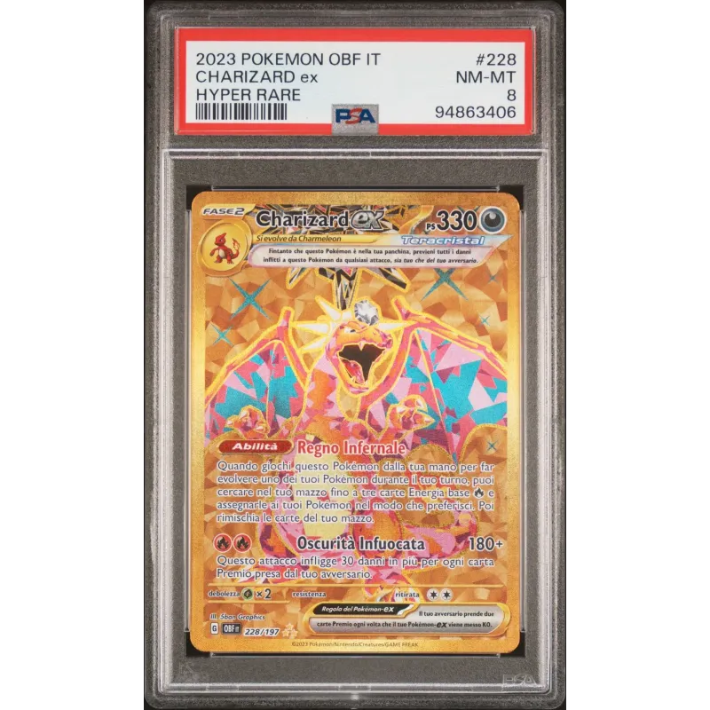 2023 Pokémon OBF IT: 228 Charizard-EX (Hyper Rare) PSA NM-MT 8