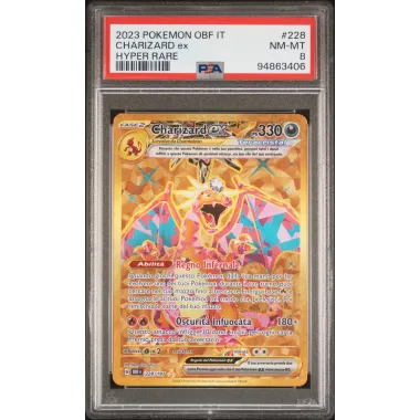 2023 Pokémon OBF IT: 228 Charizard-EX (Hyper Rare) PSA NM-MT 8