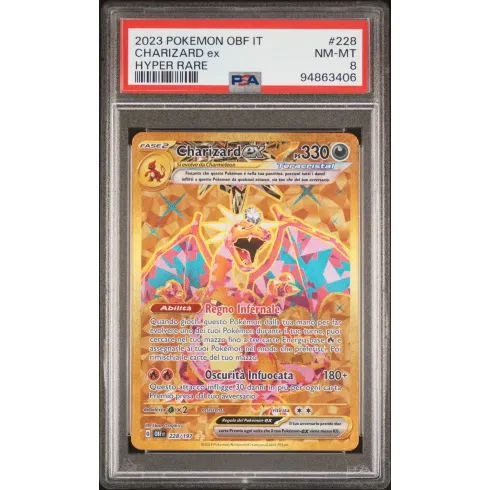 2023 Pokémon OBF IT: 228 Charizard-EX (Hyper Rare) PSA NM-MT 8