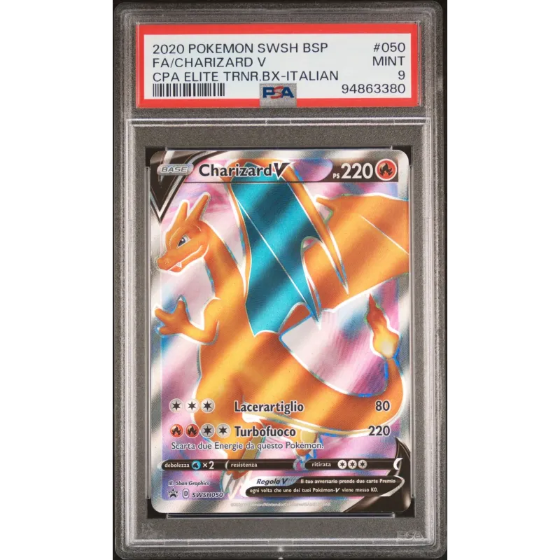 2020 Pokémon SWSH BSP: 050 FA/Charizard V (CPA Elite TRNR:BX- Italian) PSA MINT 9