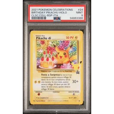 2021 Pokémon Celebrations: 24 Birthday Pikachu-HOLO (CLSC.Coll-BSP-ITA) PSA MINT 9