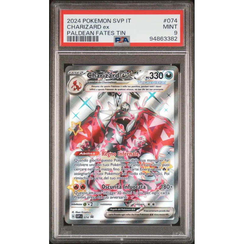 2024 Pokémon SVP IT: 074 Charizard-EX (Paldean Fates Tin) PSA MINT 9