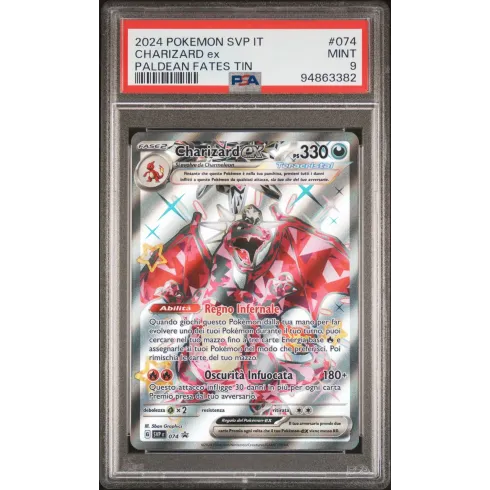 2024 Pokémon SVP IT: 074 Charizard-EX (Paldean Fates Tin) PSA MINT 9