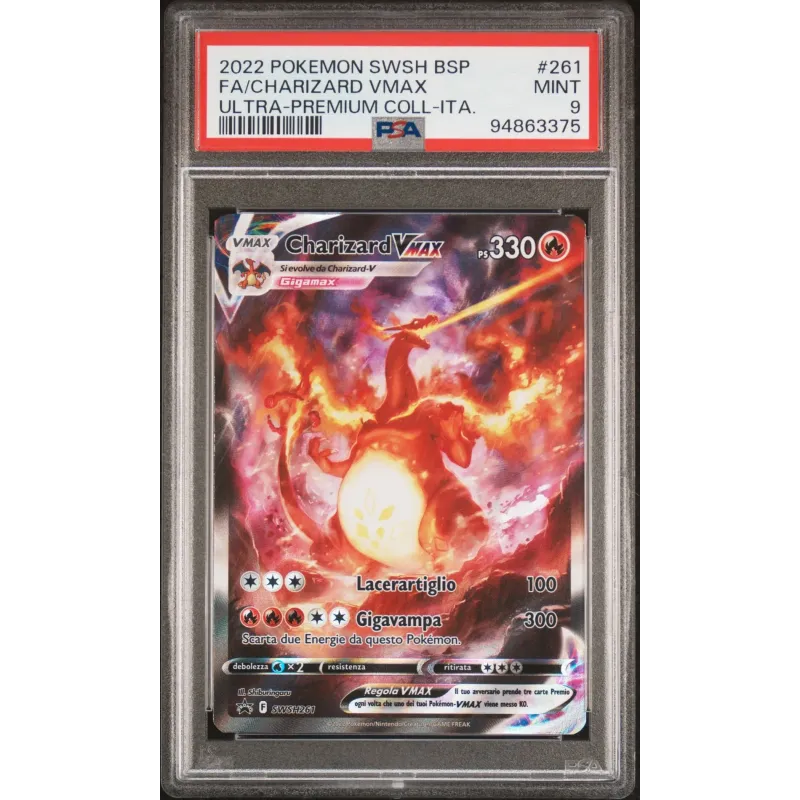 2022 Pokémon SWSH BSP: 261 FA/ Charizard VMAX (ULTRA PREMIUM COLL-ITA) PSA MINT 9