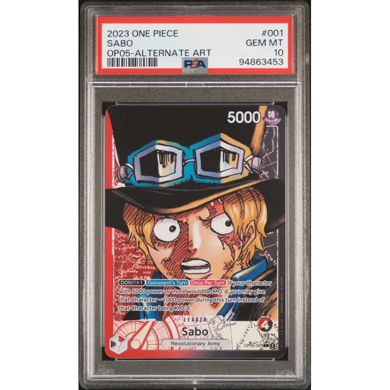 2023 One Piece: OP05-001 Sabo (OP05-Alternate Art) PSA GEM MT10