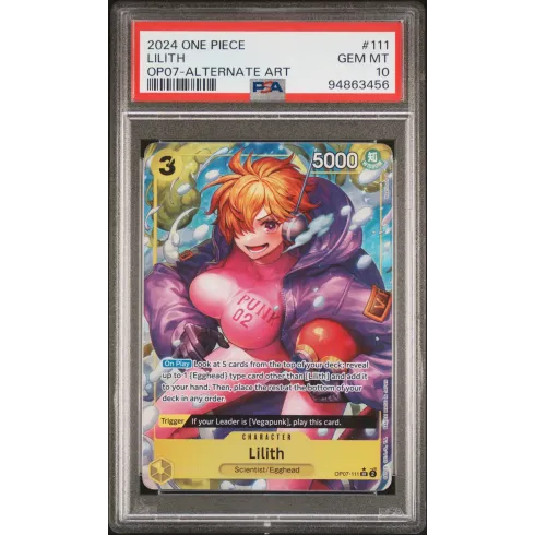 2024 One Piece: OP07-111 Lilith (OP07-Alternate Art) PSA GEM MT10