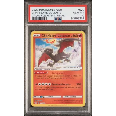 2023 Pokémon SWSH: 020 Charizard Lucente (Crown Zenith-Italian) PSA GEM MT10