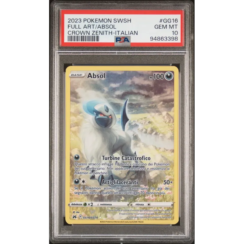 2023 Pokémon SWSH: GG16 Full Art/Absol (Crown Zenith-Italian) PSA GEM MT10