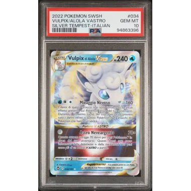 2022 Pokémon SWSH: 034 Vulpix/Alola VASTRO (Silver Tempest-Italian) PSA GEM MT10