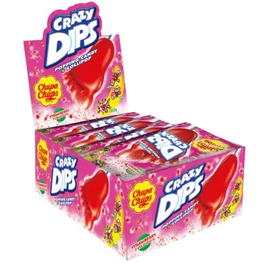 Chupa Chups Crazy Dips Strawberry Flavour (Popping Candy+ Lollipop) (14gr)