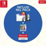 Nintendo Switch Oled + Super Mario Bros Wonder + Abbonamento Nintendo Online 12 Mesi