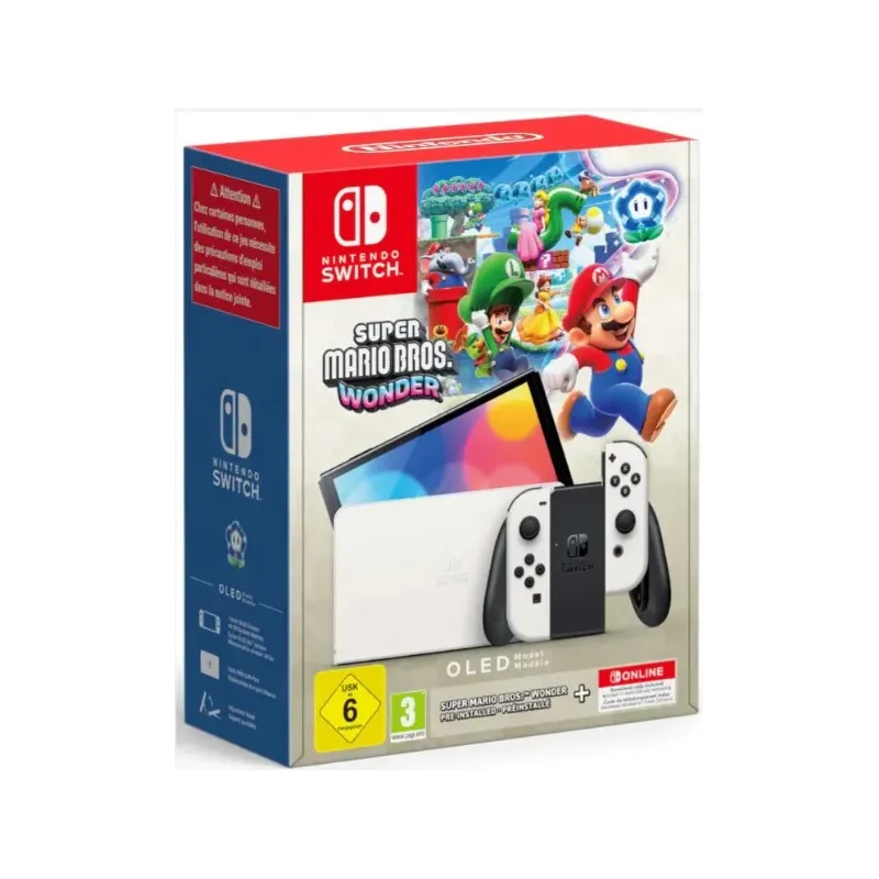 Nintendo Switch Oled + Super Mario Bros Wonder + Abbonamento Nintendo Online 12 Mesi