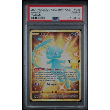 2021 Pokémon Celebrations: 025 FA/MEW (ITALIAN) PSA GEM MT10