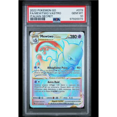 2022 Pokémon GO: 079 FA/MEWTWO VAstro (ITALIAN-SECRET) PSA GEM MT10