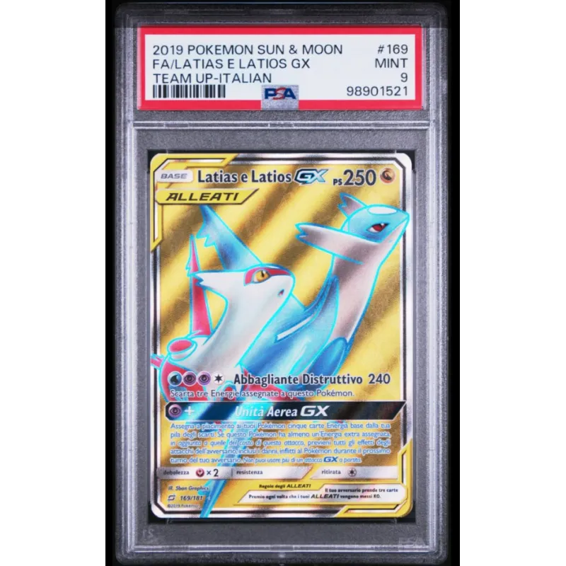 2019 Pokémon Sun & Moon: 169 FA/Latias e Latios GX (TEAM UP-ITALIAN) PSA MINT 9