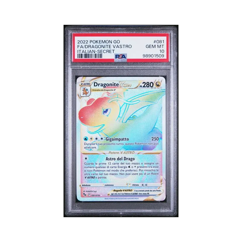 2022 Pokémon GO: 081 FA/Dragonite VAstro (ITALIAN-SECRET) PSA GEM MT10