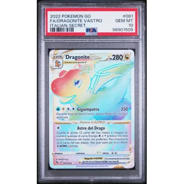 2022 Pokémon GO: 081 FA/Dragonite VAstro (ITALIAN-SECRET) PSA GEM MT10