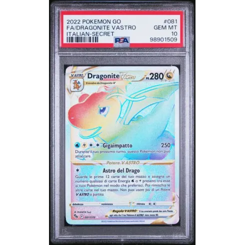 2022 Pokémon GO: 081 FA/Dragonite VAstro (ITALIAN-SECRET) PSA GEM MT10