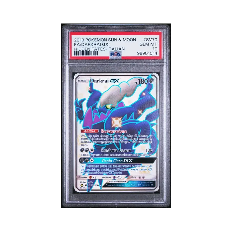 2019 Pokémon Sun & Moon: SV70 FA/Darkrai GX (HIDDEN FATES-ITALIAN) PSA GEM MT10