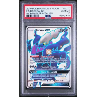 2019 Pokémon Sun & Moon: SV70 FA/Darkrai GX (HIDDEN FATES-ITALIAN) PSA GEM MT10