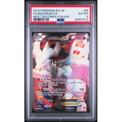 2012 Pokémon Black & White: 95 FA/Reshiram EX (NEXT DESTINIES-ITALIAN) PSA EX-MT 6