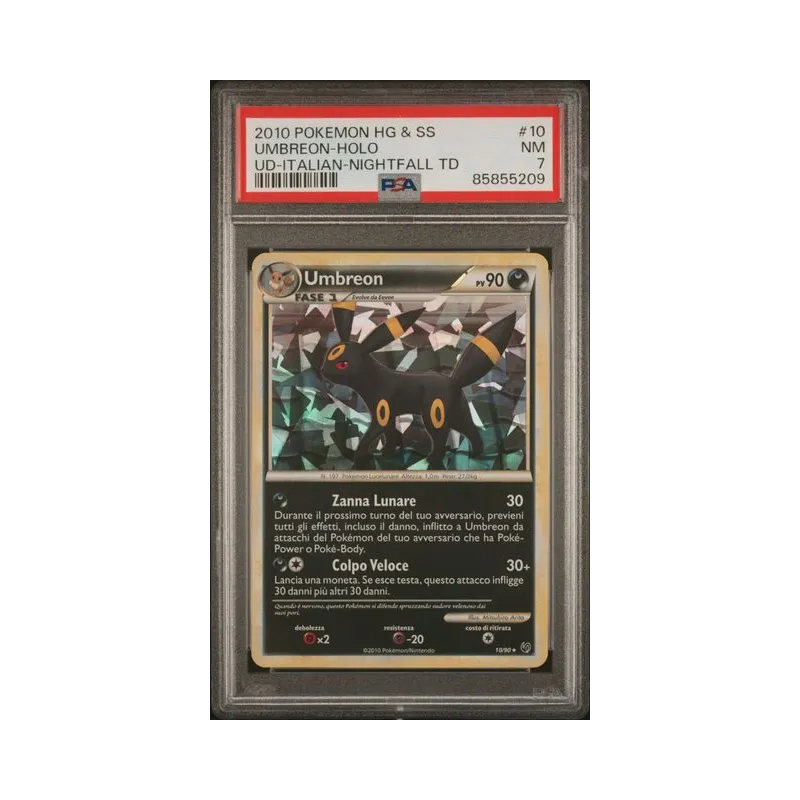 2010 Pokémon HG & SS: 10 Umbreon-Holo (UD-ITALIAN-NIGHTFALL TD) PSA NM 7