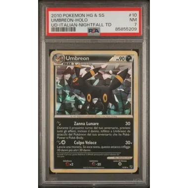 2010 Pokémon HG & SS: 10 Umbreon-Holo (UD-ITALIAN-NIGHTFALL TD) PSA NM 7