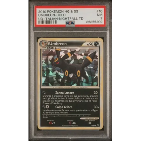 2010 Pokémon HG & SS: 10 Umbreon-Holo (UD-ITALIAN-NIGHTFALL TD) PSA NM 7