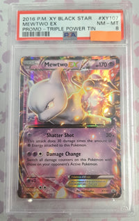 2016 Pokémon XY Black Star: XY107 Mewtwo EX (Promo-Triple Power Tin) PSA NM-MT 8 (Ed. Ing)