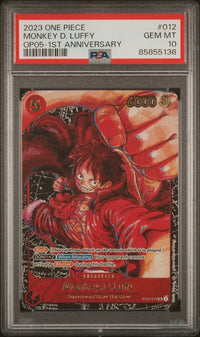 2023 One Piece: ST01-012 Monkey D. Luffy (OP05-1ST Anniversary) PSA GEM MT10