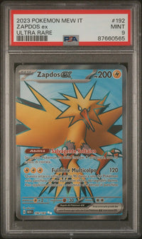 2023 Pokémon MEW IT: 192 Zapdos-EX (Ultra Rare) PSA MINT 9