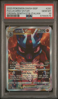 2023 Pokémon SWSH BSP: 291 FA/Lucario VSTAR (Crown Zenith ETB-Italian) PSA GEM MT10