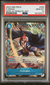 2023 One Piece: OP05-055 X.Drake (OP05-Alternate Art) PSA GEM MT10